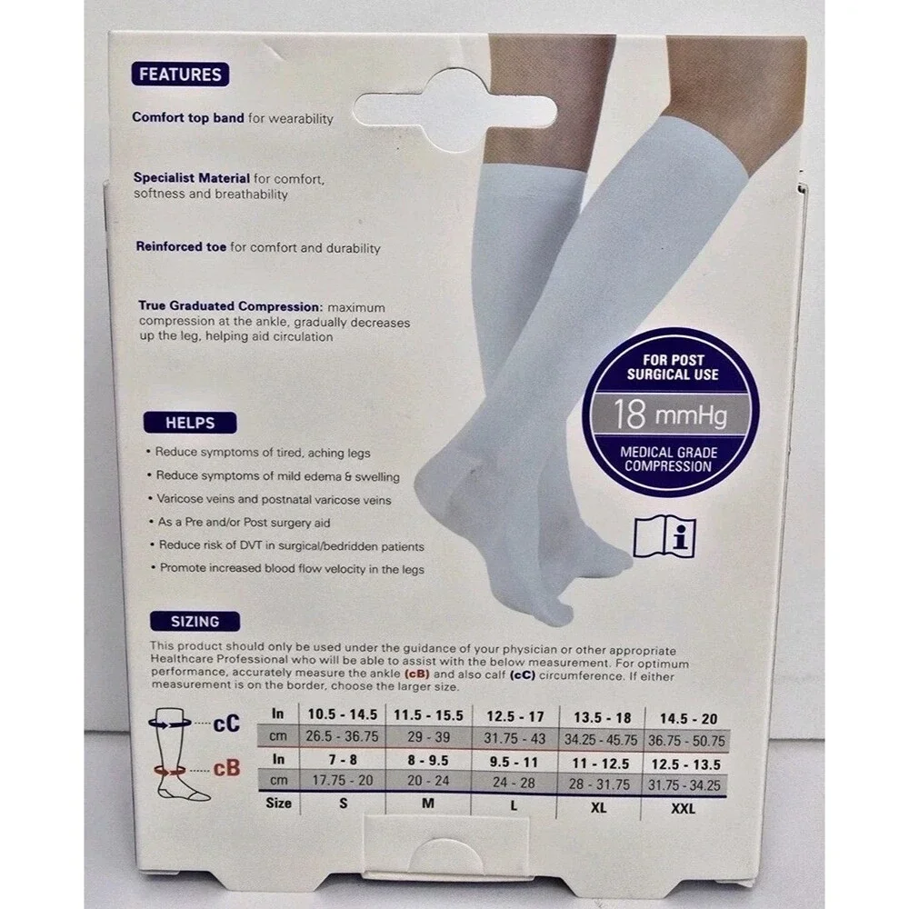 NEO G Post Surgical Knee High Anti-Embolism Stockings White Size XL 18mmHg NEW